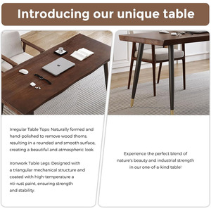 <span class=keywords><strong>Escritorio</strong></span> de pie de estilo Simple moderno de 55 \ "<span class=keywords><strong>para</strong></span> el hogar, oficina, dormitorio, tablones de madera maciza con patas de Metal negro, <span class=keywords><strong>escritorio</strong></span> de ordenador de estudio - Product Image 2