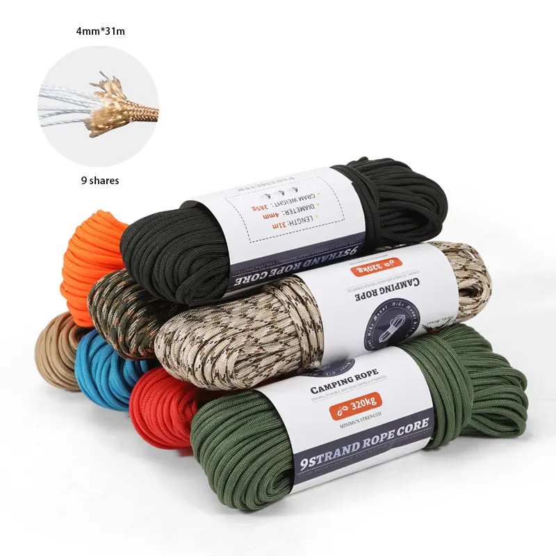 4Mm * 31M Survival Màu Xanh Đậm 9 Sợi Paracord Đa Chức Năng Polyester Và Nhựa Dù Dây Cắm Trại Ngoài Trời Dây Buộc Dây"