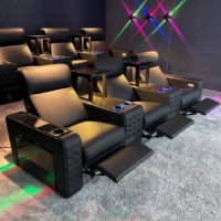 Luxus moderne Heimkino Wohnzimmer Leder Sessel Power Recliner Sofa für Cinema Villa Keller