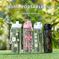 Bouteille d'eau chaude portable minimaliste de 780 ml, célébrité d'Internet, avec boisson directe, écologique pour les sports de plein air, les voyages