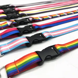 LGBTQ 배지 평등 게이 레즈비언 양성애 트랜스젠더 지원 무지개 키 체인 배지 홀더 프라이드 플래그 끈