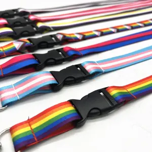 LGBTQ Lencana Persamaan Gay Lesbian Biseksual Transgender Mendukung Pelangi Gantungan Kunci Pemegang Lencana Kebanggaan Bendera Lanyard