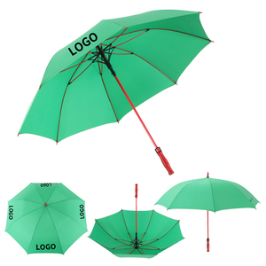 Paraguas de golf de lujo con marco de fibra de vidrio resistente al viento, color verde sólido, tela Pongee de alta densidad, paraguas recto impermeable. - Product Image 2