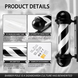 LED Barber Pole Outdoor waterproof hair salon <b>sign</b> wall decoration <b>light</b> entrance indicator <b>light</b> luminous <b>sign</b> Custom plug - Product Image 1