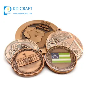 Moneda de recuerdo de la guerra mundial, metal personalizado, latón, en relieve, 3D, chapado antiguo