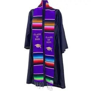 Multi Color Hot Sell Students Honor Kente Embroidered Graduation Stole Sashes Scarf Graduation Souvenirs