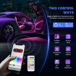 Kit d'éclairage d'ambiance pour voiture 18 en 1/10 en 1/6 en 1 Lumières d'ambiance intérieures à LED Symphony Strip Lighting RGB pour décoration d'ambiance de voiture - Product Image 4