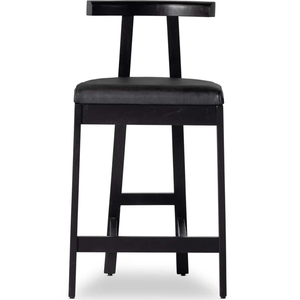 Tex Counter <b>Stool</b> Solid Rosa Morada, Top Grain Leather <b>Black</b> Rosa Morada, <b>Black</b> Leather or Natural Rosa Morada, Natural Leather - Product Image 5