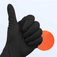 Vente en gros de grands gants en caoutchouc nitrile jetables noirs sans poudre de 8mil pour l'industrie et la protection des mains