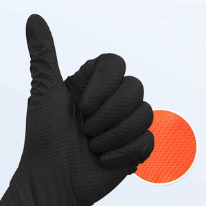 Guantes de goma de nitrilo desechables con agarre de diamante industriales grandes sin polvo negros de 8mil al por mayor para protección de manos - Product Image 5