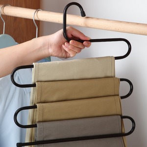 Multi Layer Trouser Hanger Space Saving Clothes Organizer Hook Type PP Material Rectangle Shape For Wardrobe Storage - Product Image 4