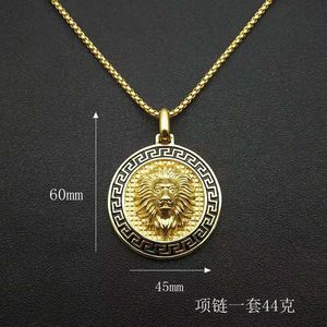 สร้อยคอจี้หัวสิงโตสำหรับผู้ชายสแตนเลสสตีลชุบทองสัตว์ราศีเครื่องประดับปาร์ตี้ 3 มม. โซ่ 61 ซม. - Product Image 3