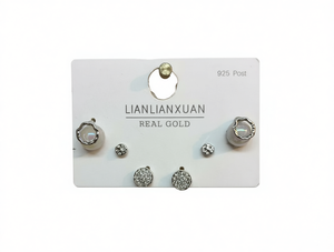 Orecchini a perno Lianlianxuan in argento con perle e fiore, montatura a castone, gioielli da donna alla moda, in argento 925 placcato oro vero - Product Image 1