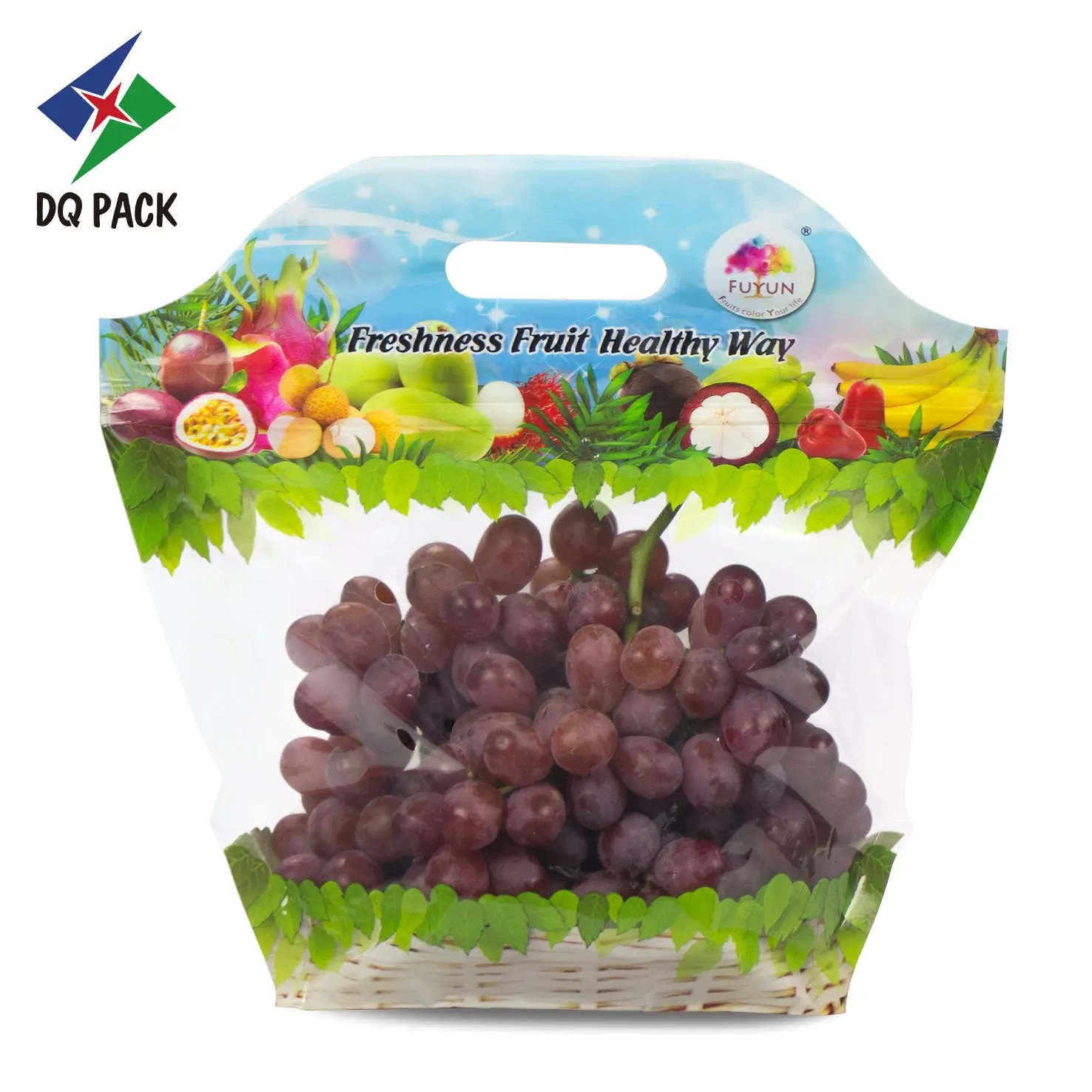 Cherry DQ PACK Custom Printed Anti-fog PP Plastic Bag Grape Cherry Fruit Vegetable Packaging Bag