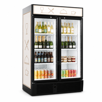 Congélateur vertical à grande capacité, refroidissement par air ventilé, porte en verre, stockage pour supermarché
