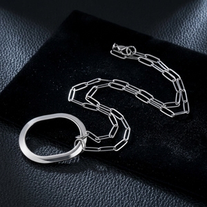 Minimalist Stainless Steel Hollow Oval Pendant <b>Necklace</b> Unisex Geometric Design China Yiwu Origin Certified Casual XYN0272 - Product Image 1