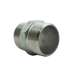 Stainless Steel 316 pipe fitting female thread BPS NPT hexagon nipple 1"