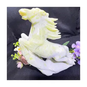 Hot Sale Natural Crystal Craft Healing Stones Lemon Jade Horse Carving Craft for Business Gift