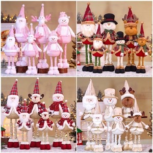 Nouvelles figurines de Noël en tissu de style dessin animé, décorations télescopiques, Père Noël, bonhomme de neige, renne, poupée à longues jambes, cadeau de Noël - Product Image 2