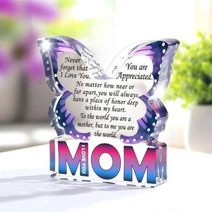 Décoration en acrylique en forme de papillon, cadeau « Je t'aime maman » pour la fête des mères, la belle-mère, anniversaire, Noël - Product Image 1