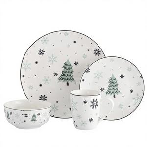 Vajilla de Porcelana Fina Elegante Personalizada, Juego de Vajilla Navideña, Ecológica, Moderna, Apta para Lavavajillas y Microondas, de Grado Alimenticio - Product Image 1