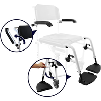 Silla de Ducha de Aluminio con Ruedas para Personas Mayores, Silla de Ruedas con Asiento Acolchado, Capacidad de 120 kg, Ruedas con Mecanismo de Bloqueo, KMINA K30010