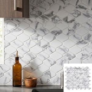 Mosaïque murale décorative en verre recyclé en forme de losange, impression jet d'encre mate, pour crédence de cuisine - Product Image 1