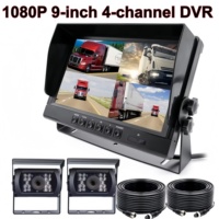 Pantalla DVR para Auto de 9 Pulgadas con Entrada de Video AHD, Cuatro Canales, Cámara de Reversa, Pantalla Dividida para Camión, Cosechadora, Grabación de Conducción y Monitoreo