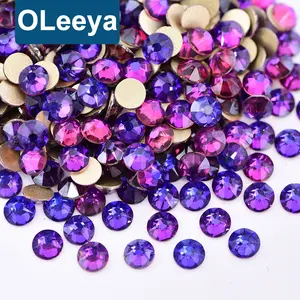 Oleeya Factory High Quality New Purple Velvet16 Cut Facets SS20 Crystal Rhinestones Flat Back Glass Strass For Nail Art Jewelry