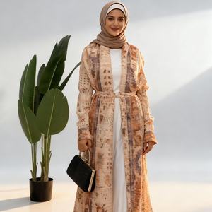 Nouvelle conception Abaya décontractée en mousseline froissée pour femmes musulmanes Vêtement modeste au quotidien Tendance Haute qualité - Product Image 1