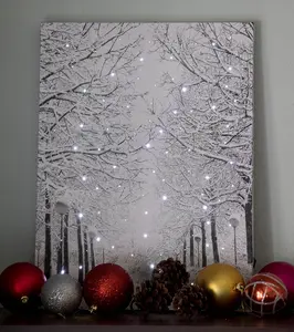 Weihnachten LED-Gemälde und Wand Leinwand Kunst Home Decor, beleuchten batterie betriebene schnee bedeckte Winters zene