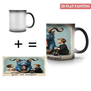 Curved Frosted Black <b>Ceramic</b> <b>Mug</b> 11oz Heat Activated Color Changing Magic Cup - Product Image 4