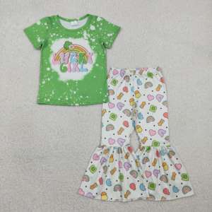 Conjuntos de Ropa Casual para Niñas de la Boutique RTS, Estilo Saint Patrick, 95% Algodón, 5% Spandex, Transpirables, Camiseta y Pantalones Acampanados - Product Image 2