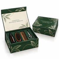 Boîte rigide magnétique personnalisée pour le soin de la barbe, emballage cadeau imprimé CMYK avec logo en feuille d'or