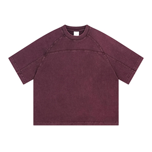 เสื้อ Raglan 2025เสื้อยืดซักผ้าบาติก285กรัมมีรายละเอียดที่ดูเป็นทุกข์และดีไซน์ที่ตัดกัน - Product Image 1
