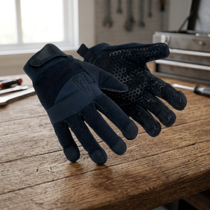 Gants de sécurité noirs en PU avec bouts des doigts texturés, poignet élastique, antidérapants, usage général, épaisseur 4 mil, 10 pouces, sans latex - Product Image 3