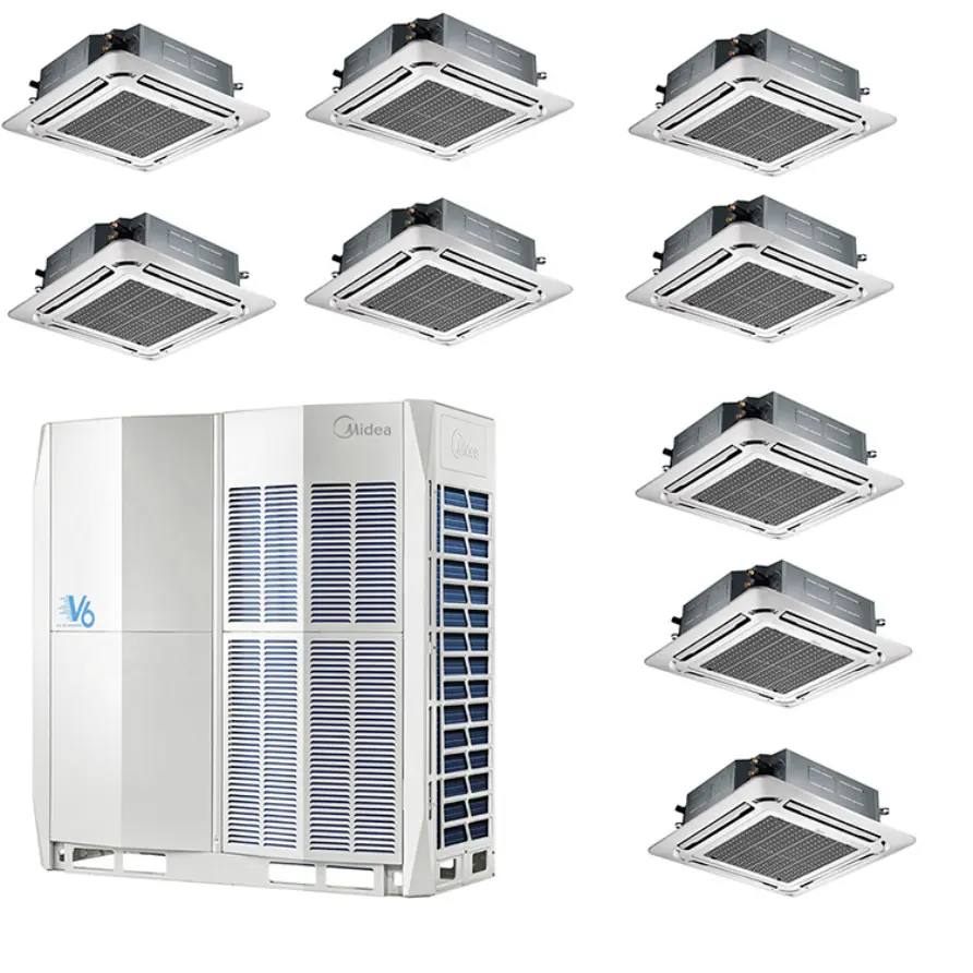 Midea Centrale Airconditioning V8 Vrf Split Plafond Cassette Inverter 10hp 28.0kw Industriële Airconditioner Verwarming En Koeling