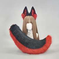 S0013 Ensemble d'oreilles et de queue d'animaux pour cosplay, fait main, bandeau oreilles de loup et accessoire queue, en fausse fourrure douce, pour déguisement de chien