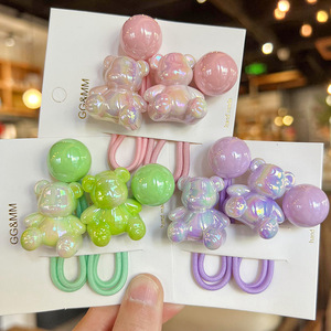 สายรัดผมยืดหยุ่นสูงสำหรับเด็กผู้หญิงน่ารัก2ชิ้น/เซ็ตสีลูกกวาดแบบไล่ระดับสีสำหรับเด็กๆแนวหวานๆ - Product Image 3