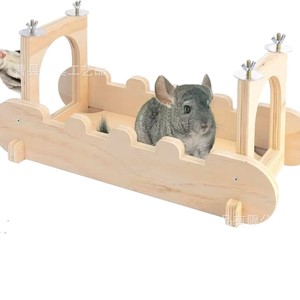 Plataforma de madera para mascotas, accesorio de juguete colgante de madera maciza a prueba de mordeduras para hámster, forma rectangular Xh728 - Product Image 1