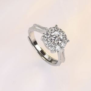 <b>Silver</b> Plated Wedding <b>Ring</b> for Women Luxury Delicate Engagement <b>Rings</b> Petal Simulation Moissanite Diamond Open <b>Adjustable</b> <b>Ring</b> - Product Image 2