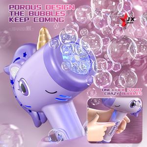 Nouveaux produits 2025 bâton magique pistolet à bulles Machine <span class=keywords><strong>Maker</strong></span> jouets en plein air princesse licorne lumière en plastique baguettes à bulles pour enfants filles - Product Image 3