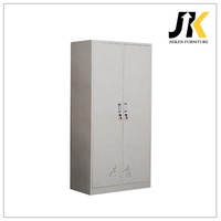 Armoire vestiaire en acier KD à 2 portes avec miroir et tringle de suspension pour salle de tenue des employés