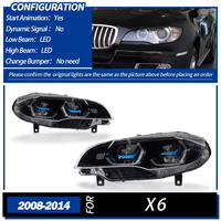Faros LED para BMW X6 E71 2008-2014, Conjunto de Faros LED Láser, Ojo de Ángel, DRL, Estilo Hexagonal, Proyector de Doble Color