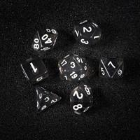 Lot de 7 dés polyédriques en acrylique noir fumé, personnalisables, vente directe d'usine, avec chiffres blancs pour jeux de société