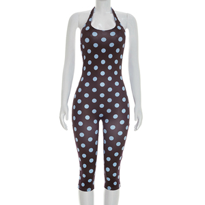 วิวิบลุค J26JP088 จั๊มสูทฤดูร้อนสำหรับผู้หญิงใหม่ลายจุดพิมพ์ลายแขนกุดผูกเชือกทรงสลิมฟิตกางเกงครอปจั๊มสูทชิ้นเดียว - Product Image 2