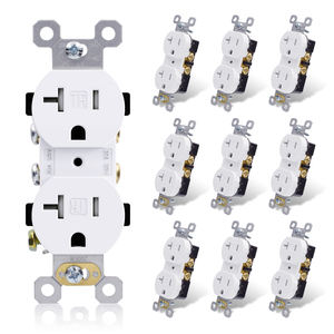 ELEGRP Paquete de 10 Receptáculos Dobles Resistentes a Manipulaciones, Tomacorriente de Pared Eléctrico de 20A 125V, Enchufe de Pared Universal de Grado <span class=keywords><strong>Residencial</strong></span> - Product Image 1
