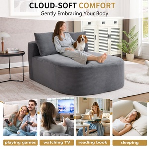 Chaise longue 67,5'' avec siège large de 46'', <span class=keywords><strong>canapé</strong></span>-<span class=keywords><strong>lit</strong></span> surdimensionné en velours côtelé pour intérieur, <span class=keywords><strong>canapé</strong></span> convertible unique extensible - Product Image 3