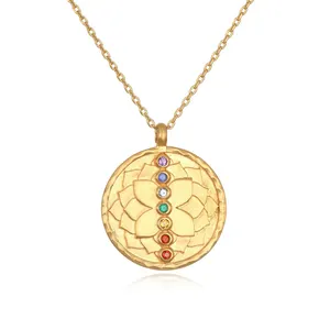 Gemnel 925 silver price per gram coin disc rainbow chakra pendants for necklace 2024