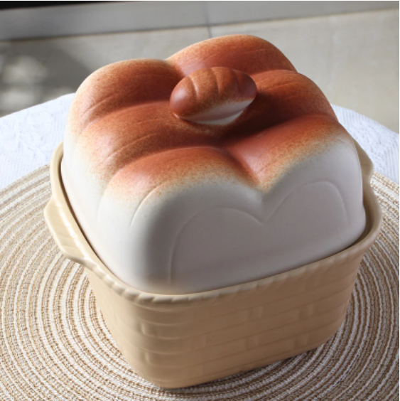 Natürliche Tonbackform für Brot & Suppe – Keramik mit Deckel